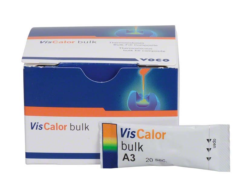 VisCalor® bulk Caps A3 Verpackung mit Thermoviskoses Bulk-Fill Composite.