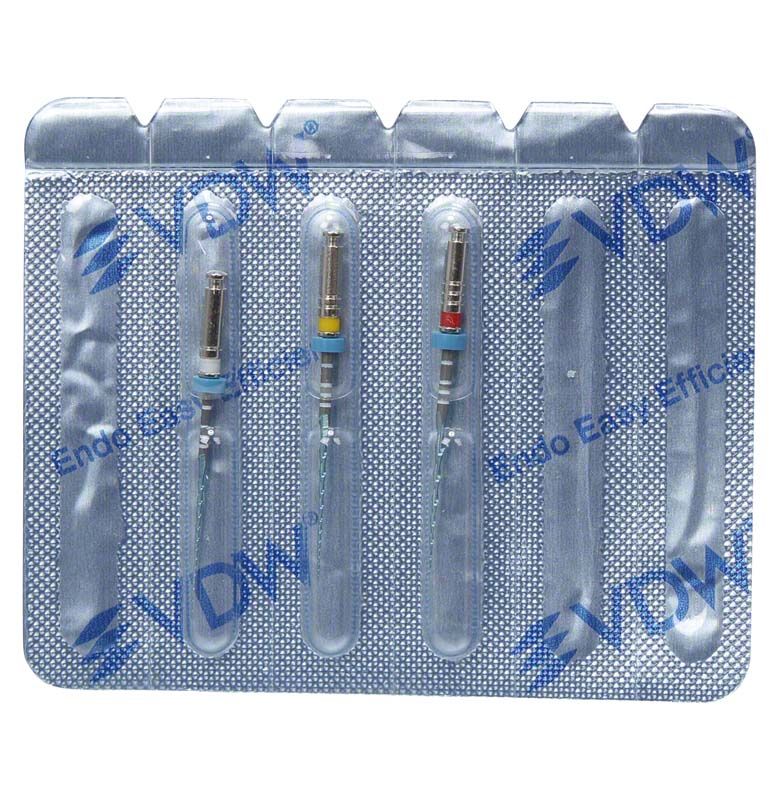 VDW.ROTATE™ NiTi Wurzelkanalfeilen in Blisterverpackung.