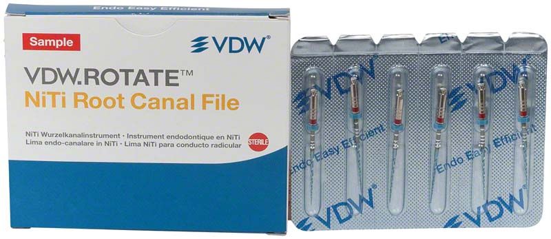 VDW.ROTATE™ NiTi Wurzelkanalfeilen in Blisterverpackung, 25mm Länge.