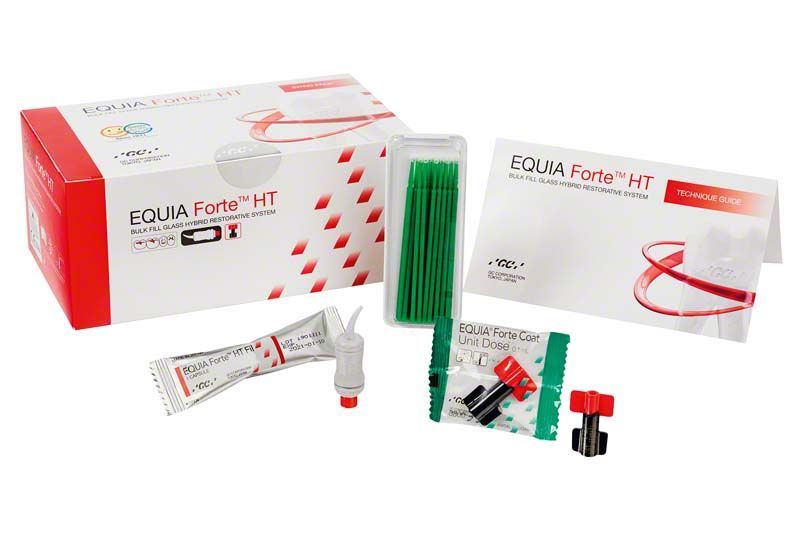 EQUIA Forte™ HT B2 Intro Pack mit Verpackung, Technikhandbuch und Zubehör.