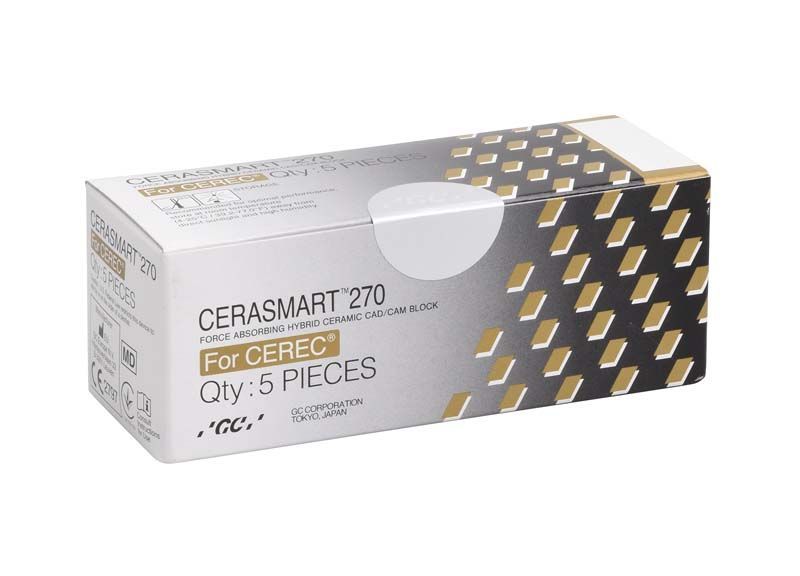 Verpackung der CERASMART™ 270 Blöcke für CEREC® mit geometrischem Muster.