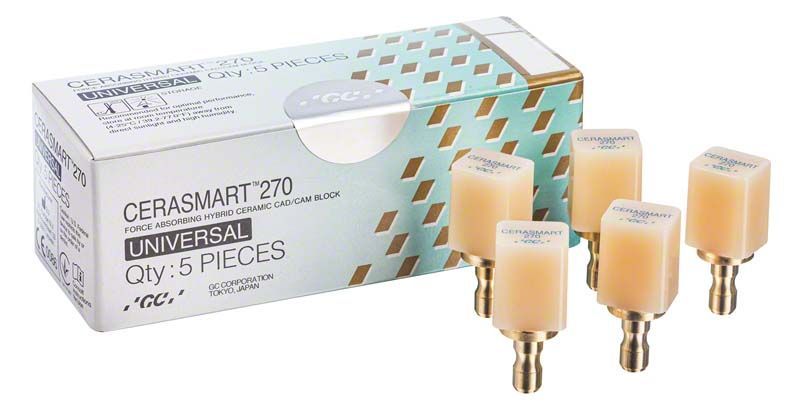 Fünf CERASMART™ 270 Universal LT 14 A3,5 Blöcke vor der Produktverpackung.