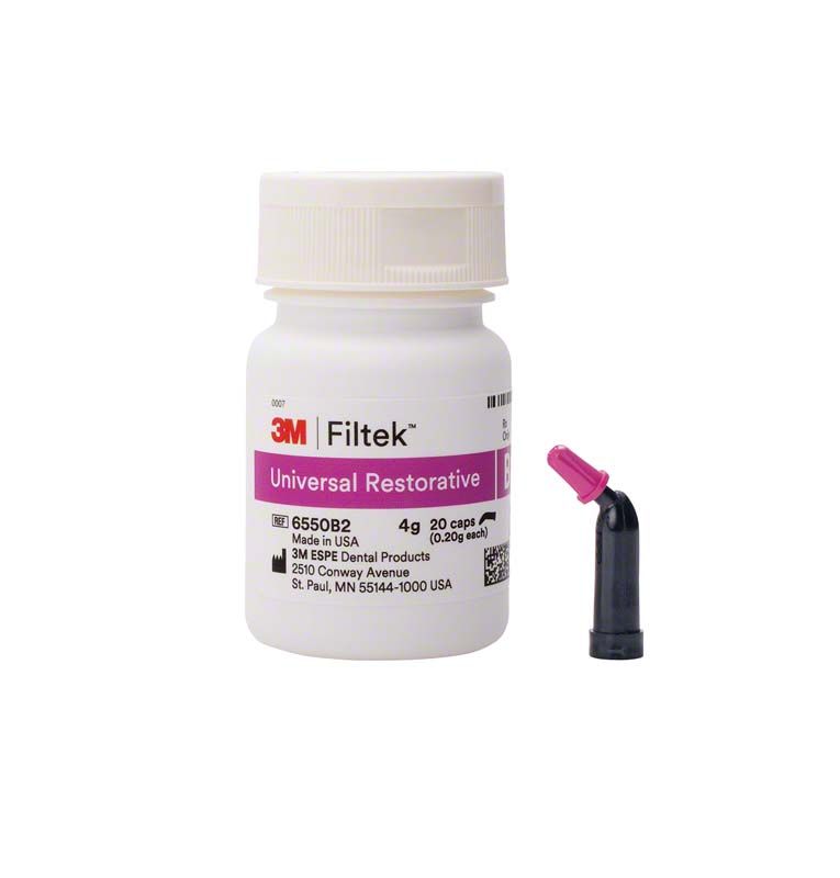 Filtek™ Universal Restorative Kapseln B2 mit Verpackung und Einzeldosierkapsel.