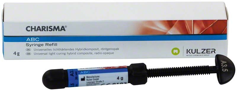Charisma® ABC Spritze A3,5 mit Verpackung und Produktdetails auf weißem Hintergrund.