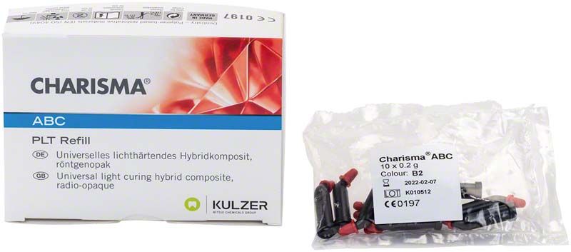 Charisma® ABC PLT B2 Nachfüllpackung mit Hybridkomposit-Kapseln und Verpackung.