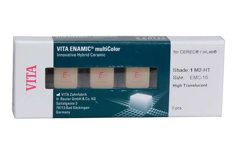 Verpackung der ENAMIC® multiColor CEREC®/inLab® EMC-16 1M2-HT Keramikblöcke.