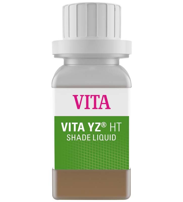 VITA YZ® HT SHADE LIQUID Flasche mit grünem Etikett und weißem Verschluss.