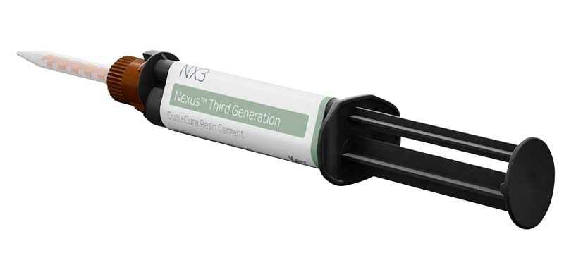 NX3 dualhärtend gelb Befestigungszement in Applikationsspritze.