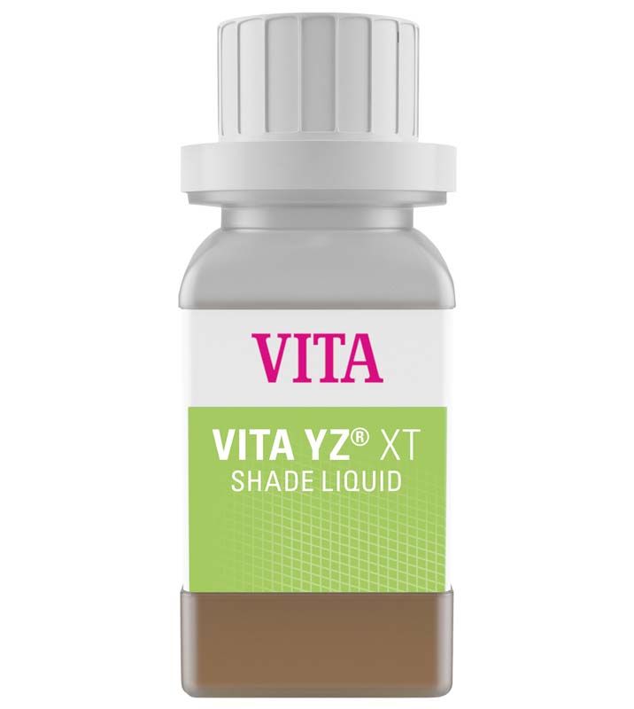 VITA YZ® XT SHADE LIQUID D3 Flasche mit grünem Etikett und weißem Verschluss.