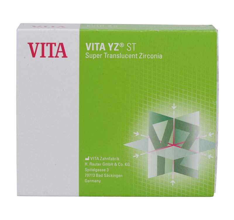 VITA YZ® ST Multicolor Zirkonoxid-Disk 18mm A2 in Verpackung.