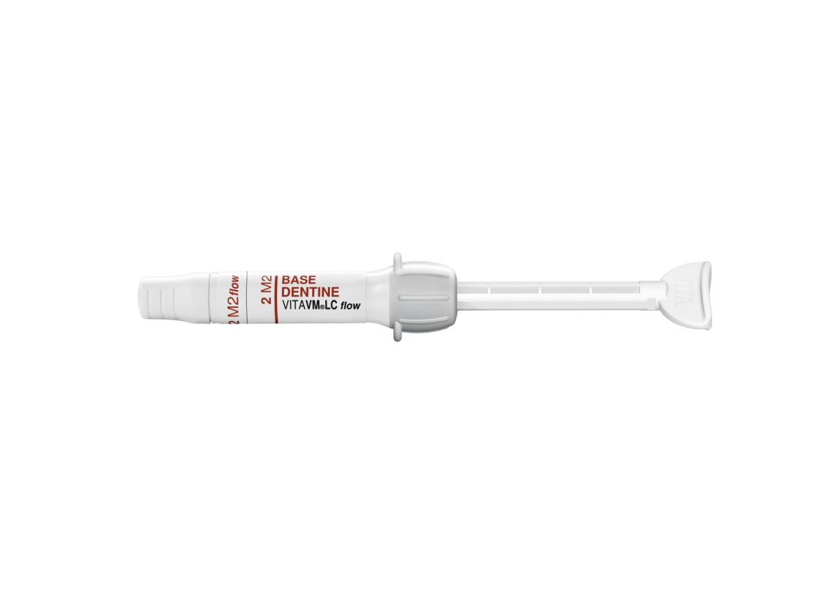 VITA VM LC Flow BASE DENTINE Spritze auf weißem Hintergrund