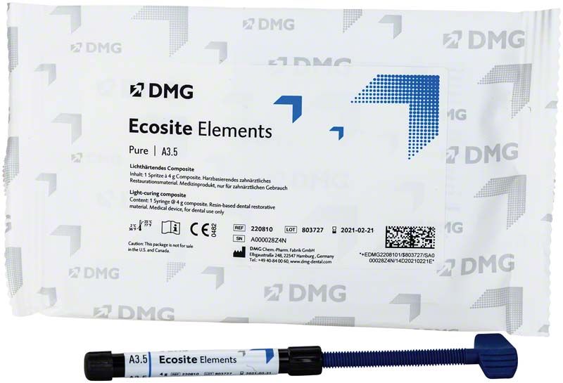 Ecosite Elements PURE Spritze A3,5 mit Verpackung und Produktdetails.