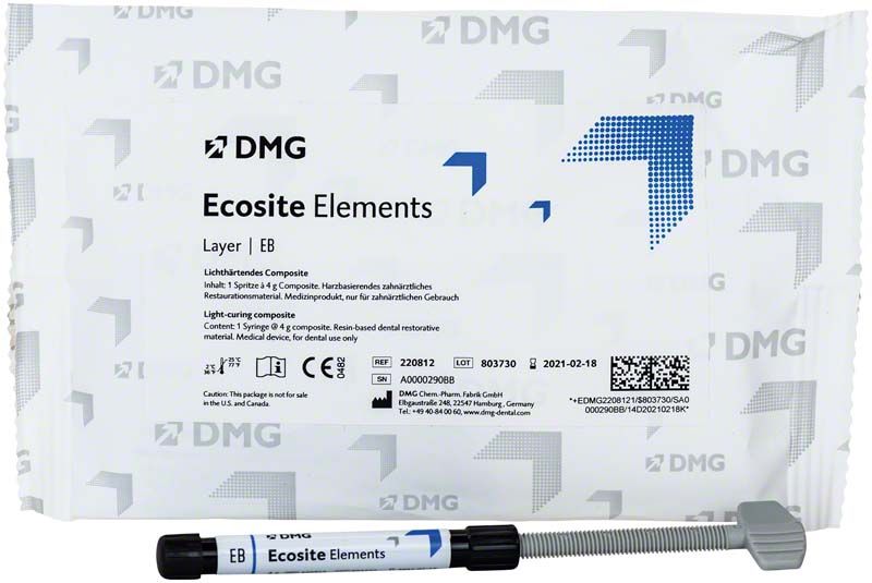 Ecosite Elements LAYER Spritze EB mit Verpackung und Logo-Design.