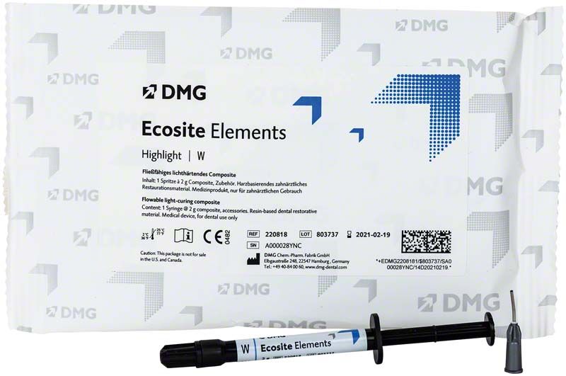 Ecosite Elements HIGHLIGHT Spritze W vor Verpackung mit Produktinformationen