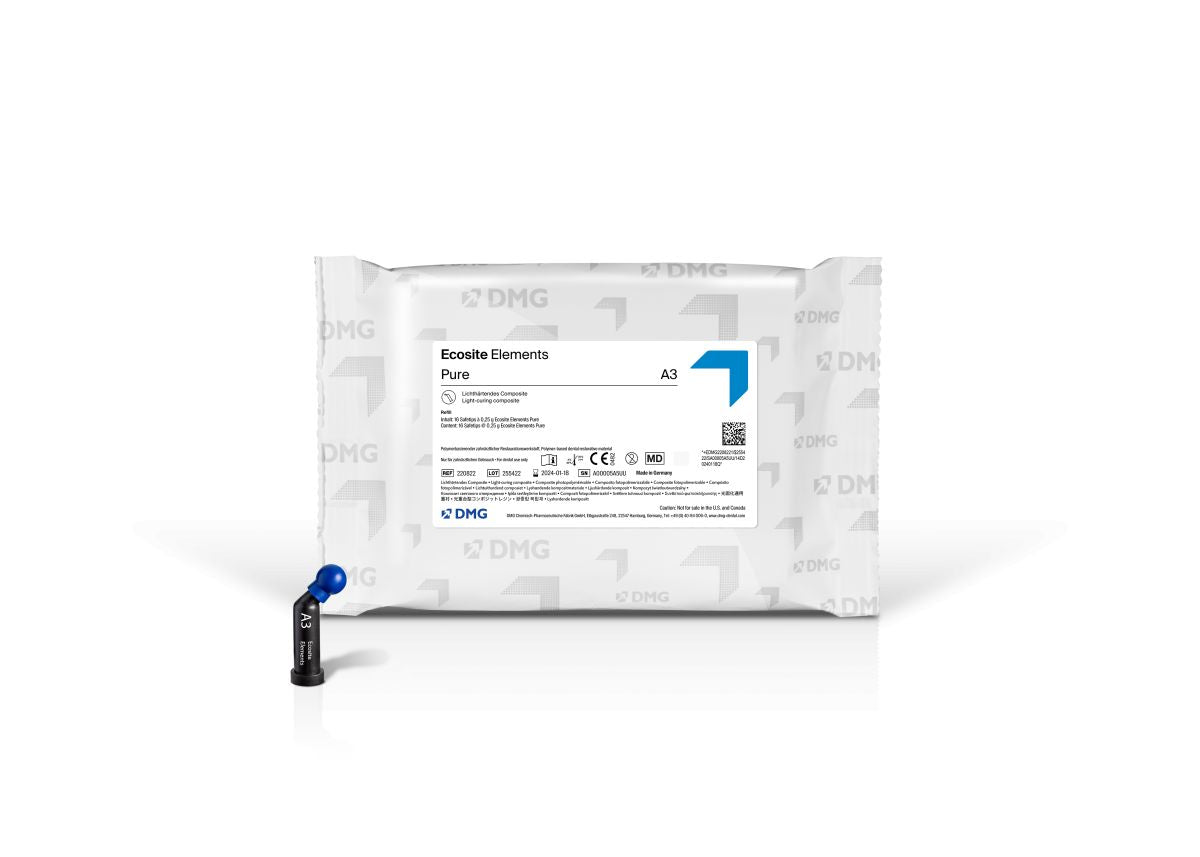Ecosite Elements PURE Safetips A3 Verpackung mit blauer Safetip-Kappe.