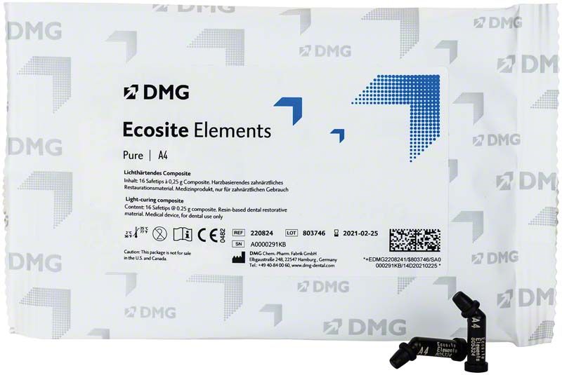 Verpackung von Ecosite Elements PURE Safetips A4 mit Produktdetails.