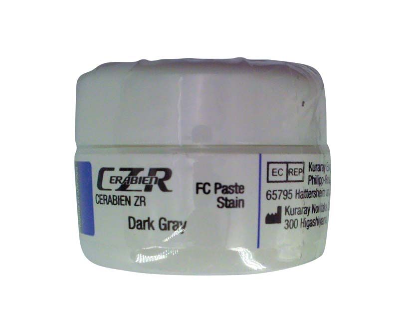 CERABIEN™ ZR FC Paste Stain dark gray in weißem Behälter mit Etikett.