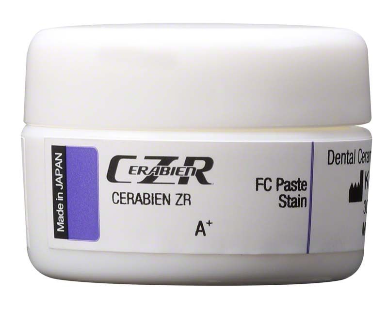 CERABIEN™ ZR FC Paste Stain B+ in weißem Behälter mit Etikett.