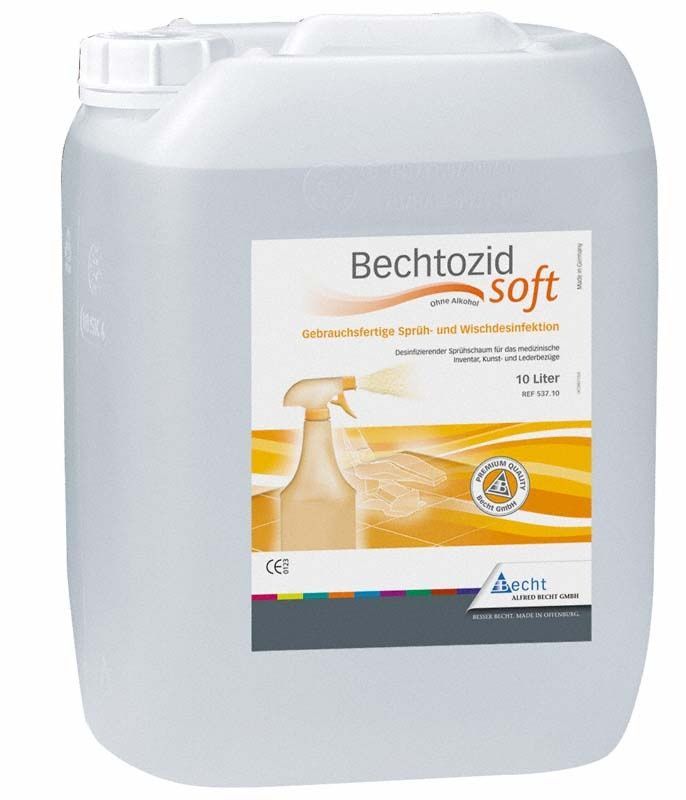 Desinfektionsmittelkanister Bechtozid soft 10 Liter mit Produktetikett.