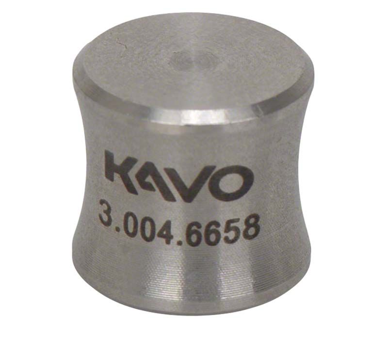 PROPHYflex™ 4 Reinigungsverschluss aus Metall mit KaVo Logo und Seriennummer.