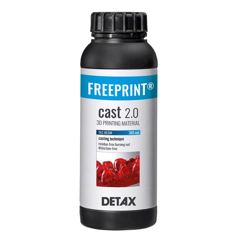 FREEPRINT® cast 2.0 385 500 g Flasche mit Etikett.