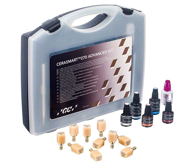 CERASMART™ 270 Advanced Kit mit Blöcken und Farblösungen für CEREC®-System.