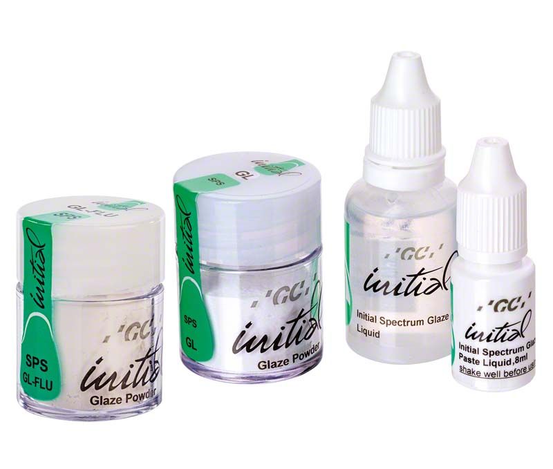 Initial™ Spectrum Glaze Paste und Liquid in verschiedenen Behältern.