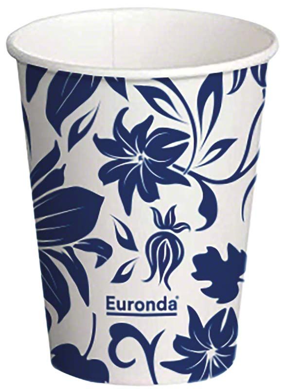 Monoart Mundspülbecher FLOWER blau mit floralem Muster.
