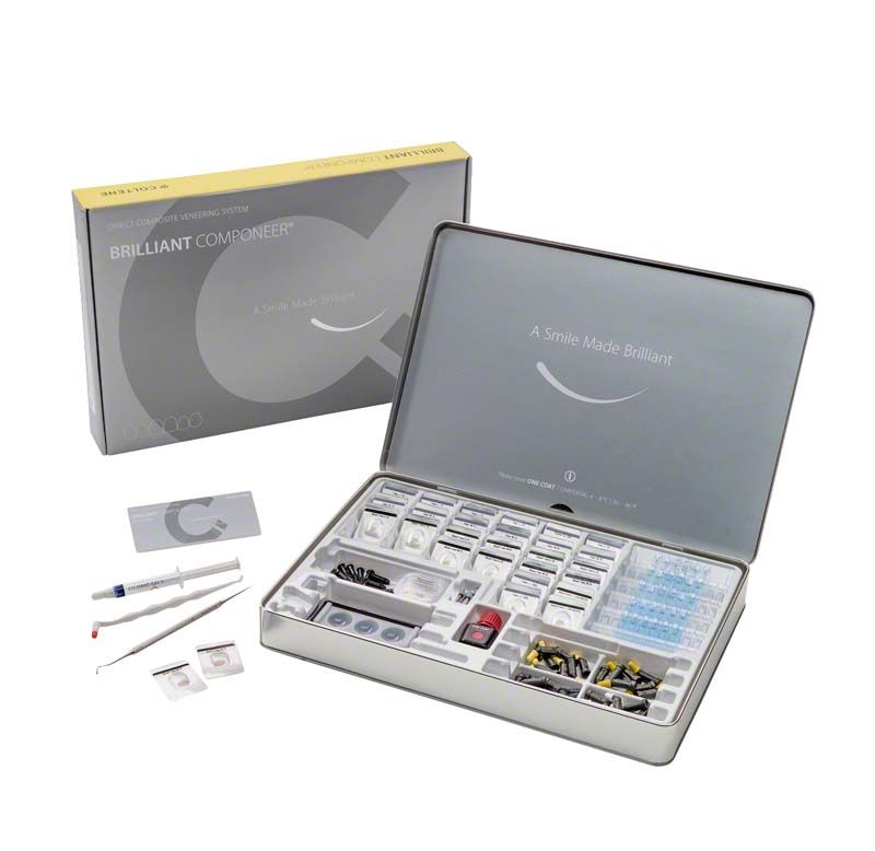 BRILLIANT COMPONEER® Tips Introkit mit offenen Box und Verpackung.