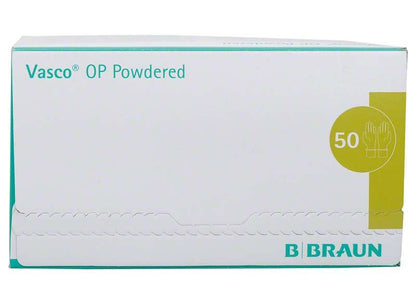Vasco® OP gepudert Gr.8 Verpackung mit Handschuh-Symbol und Mengenangabe 50.