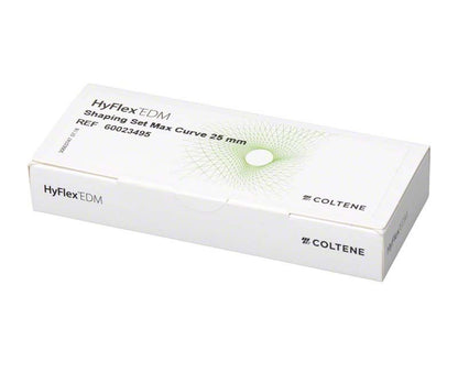 HyFlex™ EDM Shaping Set Max Curve 25mm in weißer Produktverpackung mit grüner Grafik.