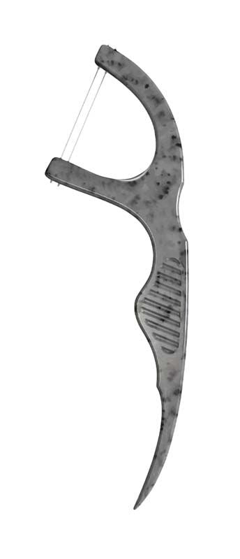 Ergonomischer Humble Floss Pick mit Aktivkohle und integriertem Zahnstocher.