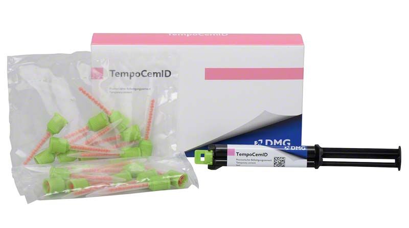 Tempocem ID Smartmix Spritze 5ml mit Verpackung und Applikationsspitzen.