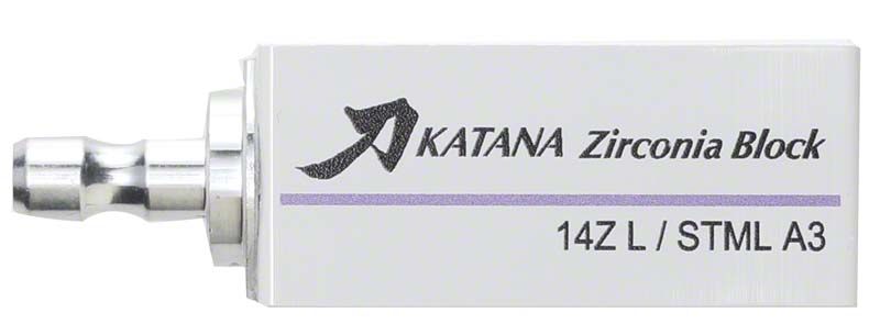 KATANA™ Zirconia Block STML 14Z L A3 mit vier Zirkon-Schichten.