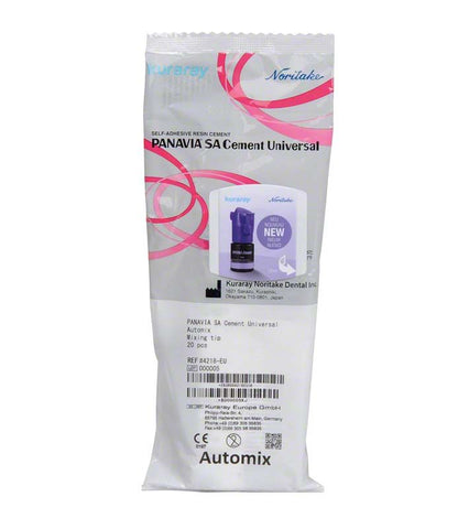 Verpackung der PANAVIA™ SA Cement Universal Mischkanülen mit Produktdetails und Logo.