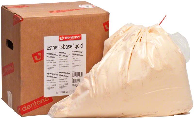 Esthetic-base® gold Dentona AG Dentalgips, 25 kg Karton mit Beutel.