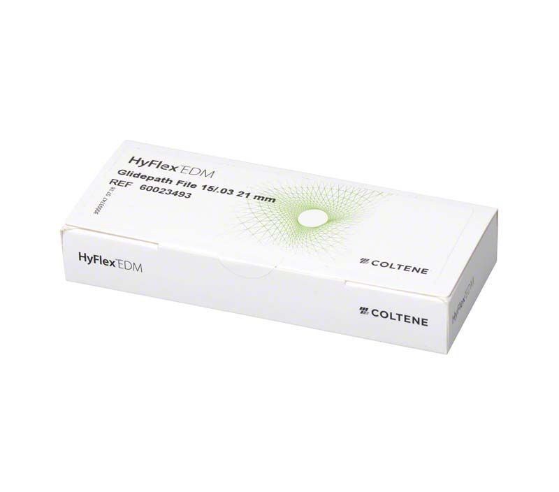 HyFlex™ EDM Glide Path File 15/.03 Verpackung mit grünem Design auf weißem Hintergrund.
