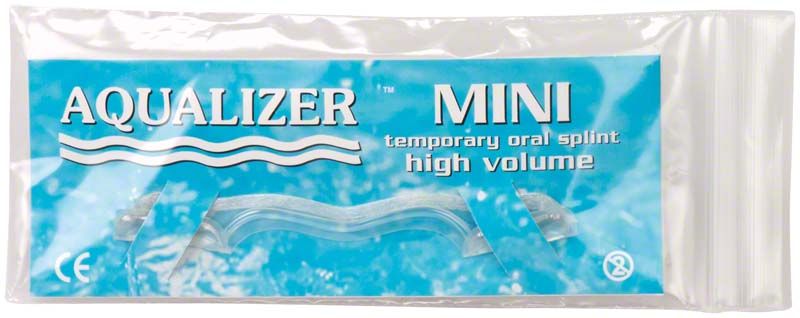 Aqualizer Mini temporäre orale Schiene, hohe Füllmenge, in Verpackung.