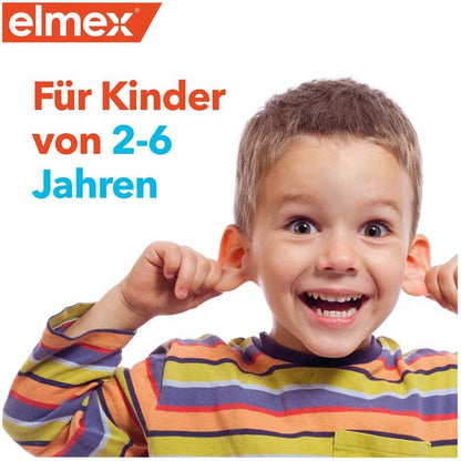elmex Kinderzahnbürste für Kinder von 2-6 Jahren, buntes Design.