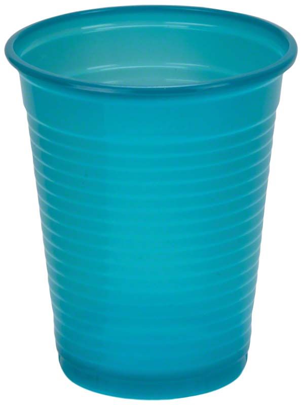 Monoart Mundspülbecher 180ml in lagunablau mit Riffelung.