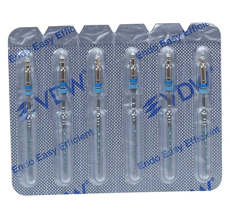 Blisterverpackung mit VDW.ROTATE™ NiTi Wurzelkanalfeilen, 31mm Länge.