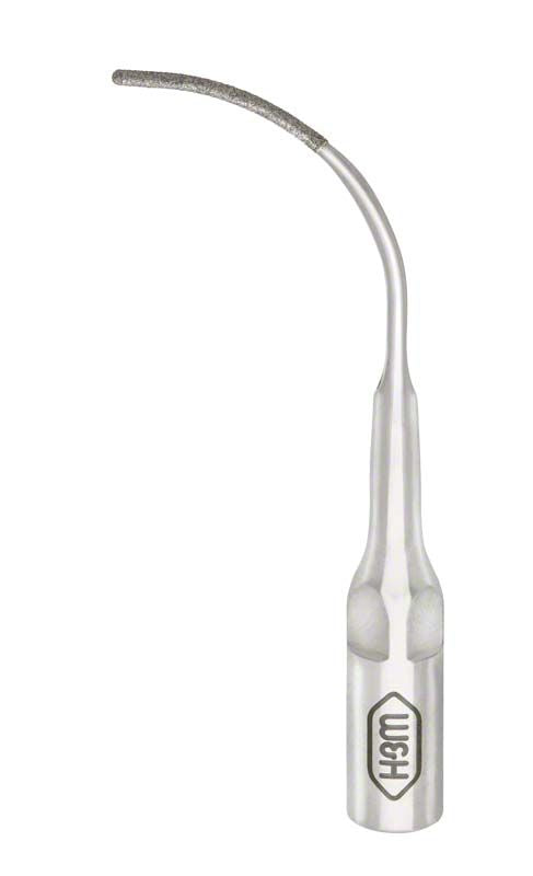 Piezo Spitze für Parodontologie Form 5PrQ mit gebogener Metallspitze.
