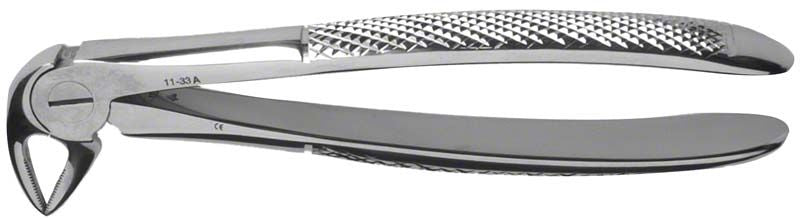 KKD® Zahnzange Nr. 33A für UK Wurzeln mit geriffelten Griffen.