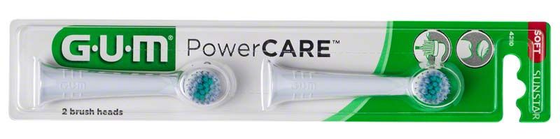 GUM PowerCARE Ersatzbürstenkopf in Originalverpackung mit zwei Bürstenköpfen.