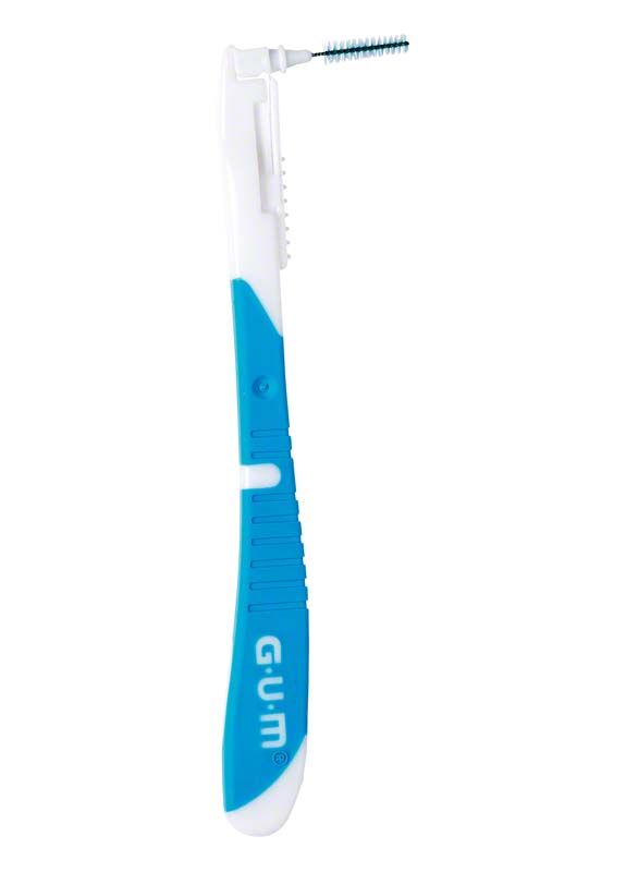 GUM® BI-DIRECTION Zahnbürste Gr. 2 mit blauem Griff und Bürstenkopf.