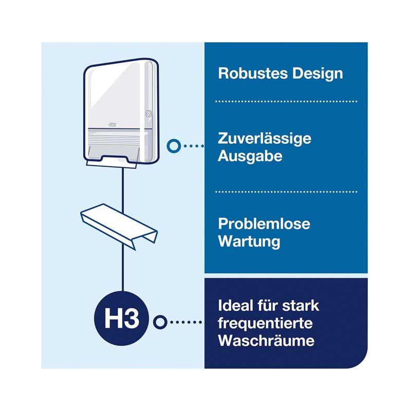 Robustes Tork® Advanced Handtuchspender-Design für stark frequentierte Waschräume.