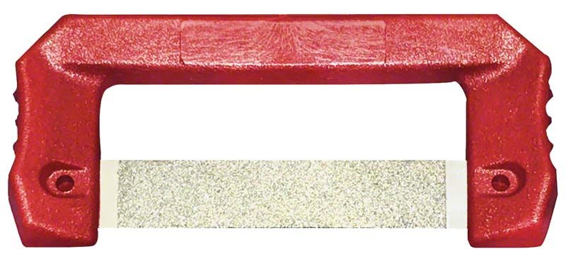 Streifenhalter PAUL mit rotem Griff und feinem Diamantstreifen.