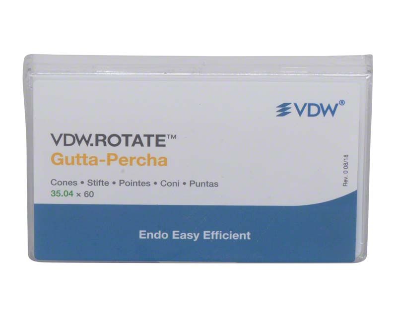 VDW.ROTATE™ Guttapercha 35.04 Verpackung mit 60 Spitzen.