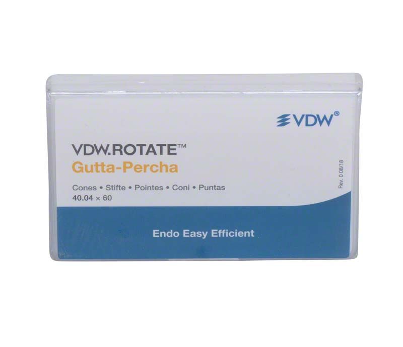 VDW.ROTATE™ Guttapercha 40.04 Verpackung mit 60 Spitzen.