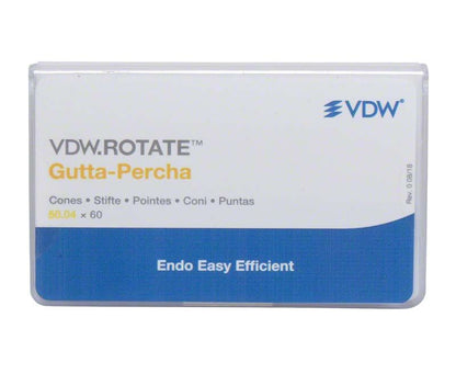 VDW.ROTATE™ Guttapercha-Packung mit 60 Spitzen für Wurzelkanalfüllung.